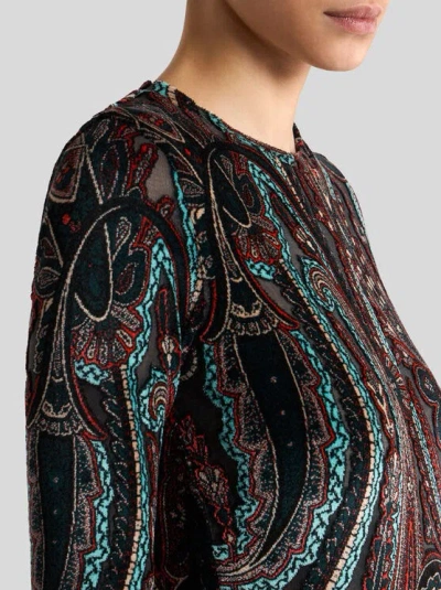 Etro Jacquard Chenille Sweater With Paisley Pattern In Brown