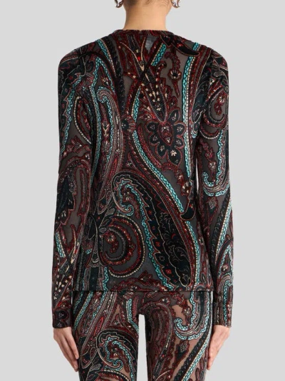 Etro Jacquard Chenille Sweater With Paisley Pattern In Brown