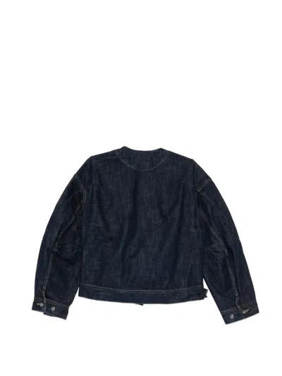 Jnby Oversized Collarless Denim Jacket In Multi