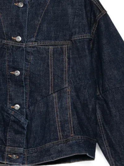 Jnby Oversized Collarless Denim Jacket In Multi