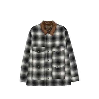Filson Check-pattern Corduroy-collar Jacket In Black/white