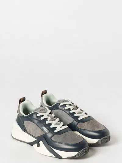 Fendi Flow Low-top Sneakers In Suede And Smooth Calf Leather In Multi