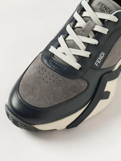 Fendi Flow Low-top Sneakers In Suede And Smooth Calf Leather In Multi