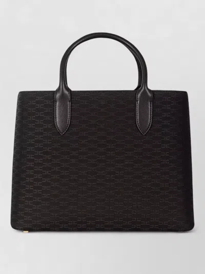Elisabetta Franchi Rectangular Textured Detachable Strap Shoulder Bag In Brown