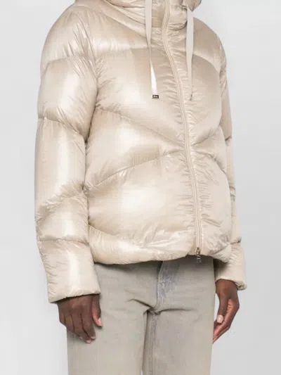 Herno Quilted Long-sleeve Down Jacket In Brown