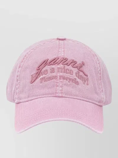 Ganni Solid Color Baseball Cap In Pink