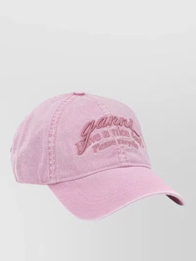 Ganni Solid Color Baseball Cap In Pink