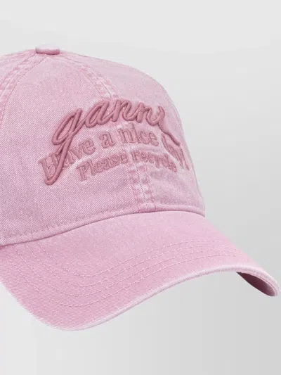 Ganni Solid Color Baseball Cap In Pink