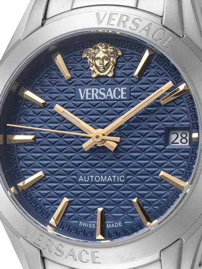 Versace Greca 35mm Automatic Watch In Metallic