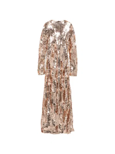 SEQUIN-EMBELLISHED LONG-SLEEVE MAXI DRESS