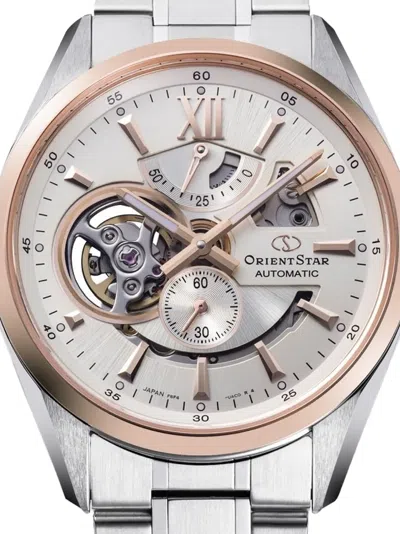 Orient 모던 스켈레톤 41mm 시계 In Silver