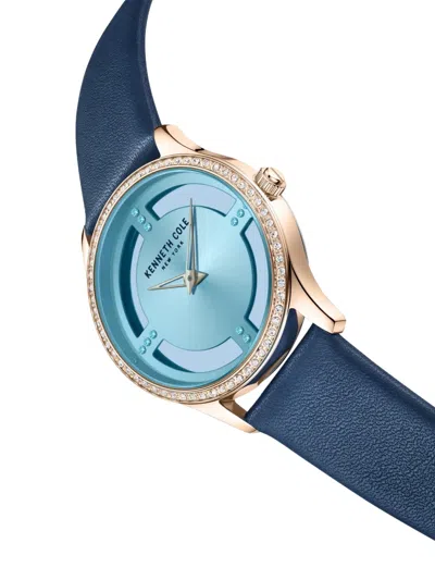 Kenneth Cole 크리스털 베젤 34mm 시계 In Blue