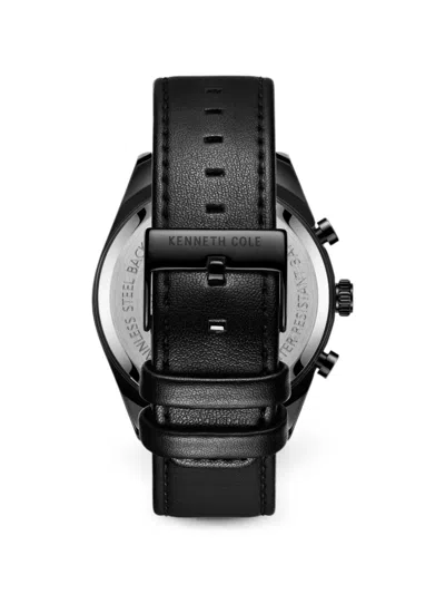 Kenneth Cole 크로노그래프 레더 48mm 시계 In Black