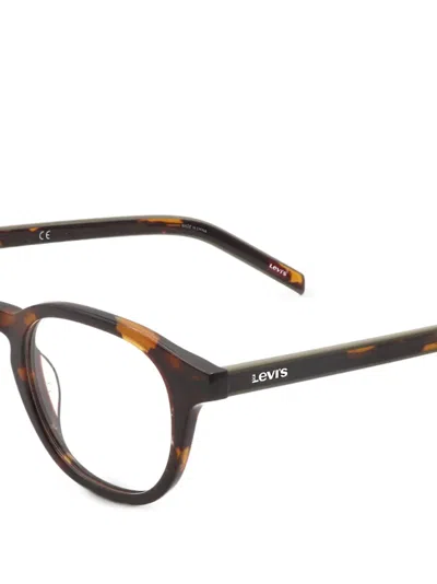 Levi's 톨토이즈셸 이펙트 라운드 프레임 안경 In Black