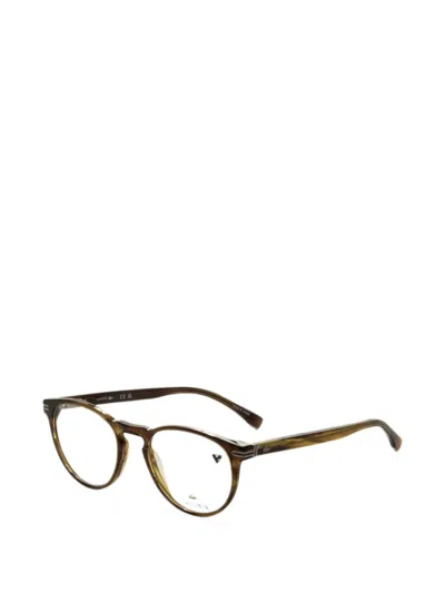 Lacoste Round-frame Striped Glasses In Multi