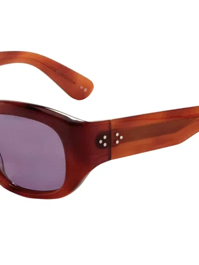 Garrett Leight 라구나 직사각 프레임 선글라스 In Brown