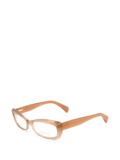 Alexander Mcqueen Croc-effect Rectangle-frame Glasses In Brown
