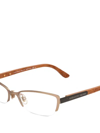 Alexander Mcqueen Rectangle-frame Glasses In Brown