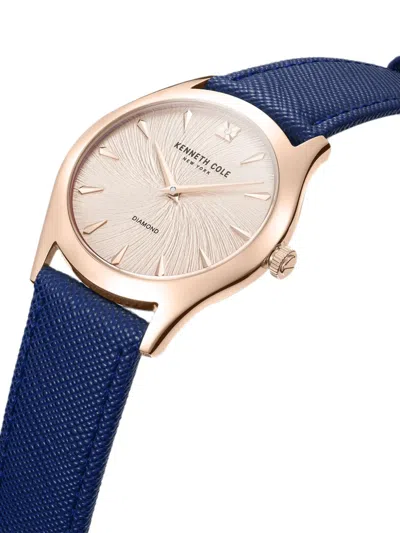 Kenneth Cole 다이아몬드 텍스처 34mm 시계 In Blue