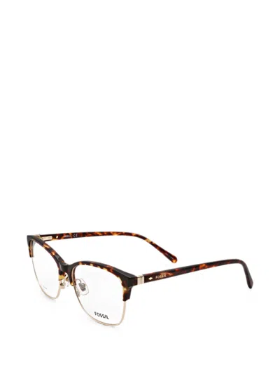 Fossil 톨토이즈셸 브로우라인 프레임 안경 In Brown