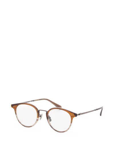 Garrett Leight 마몽 콤보 C 라운드 프레임 안경 In Brown