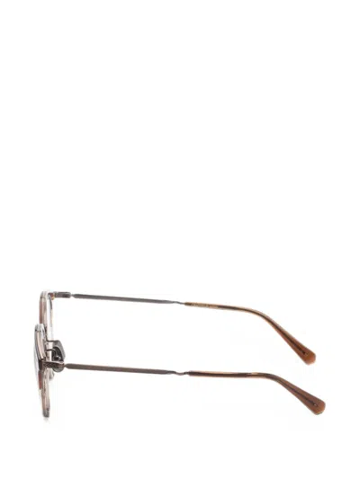 Garrett Leight 마몽 콤보 C 라운드 프레임 안경 In Brown