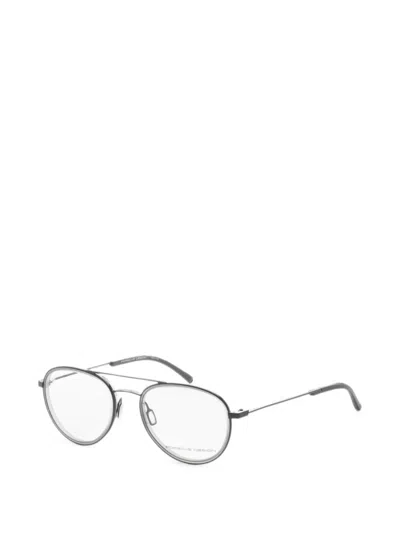 Porsche Design 라운드 프레임 더블 브리지 선글라스 In Gray
