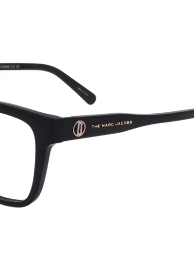 Marc Jacobs Logo-plaque Square-frame Glasses In Black