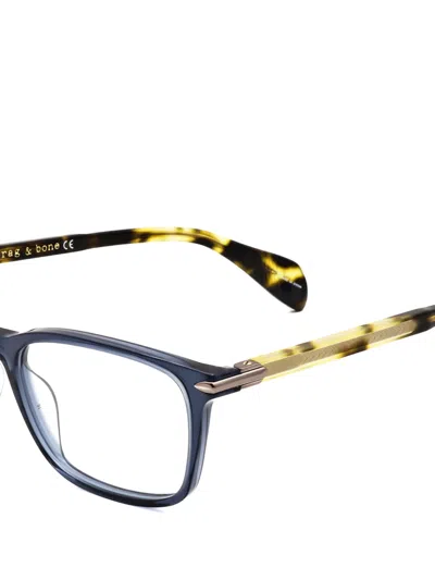 Rag & Bone Rag And Bone Men's Blue Rectangular Eyeglass Frames Rnb7016 In Blue