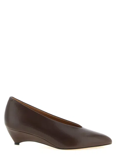 Jil Sander Calfskin Mid-heel Pump In Brown