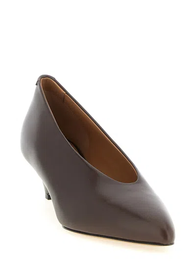 Jil Sander Calfskin Mid-heel Pump In Brown