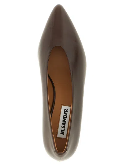 Jil Sander Calfskin Mid-heel Pump In Brown