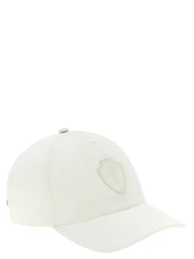 Brunello Cucinelli White Heraldic Coat Of Arms Baseball Cap In White