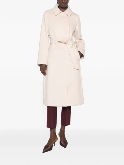 Max Mara Belted Button-fastening Coat In Multi