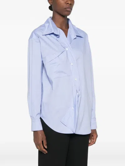 System Asymmetric-front Chest-pocket Shirt In Blue