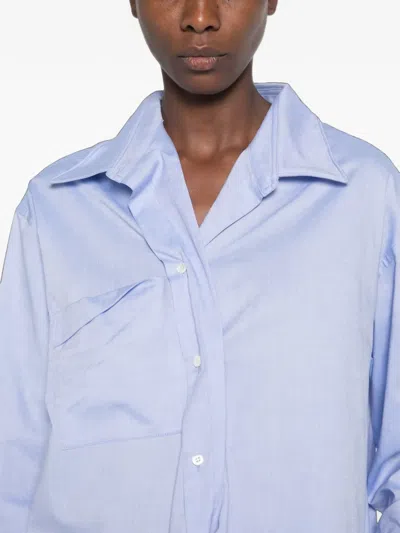 System Asymmetric-front Chest-pocket Shirt In Blue