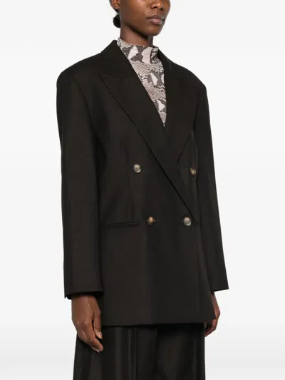 Le Sully Studio Double-breasted Peak-lapels Blazer In Brown