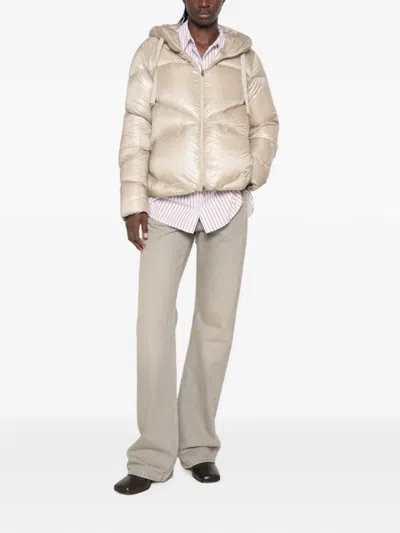 Herno Quilted Long-sleeve Down Jacket In Neutral