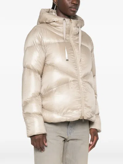 Herno Quilted Long-sleeve Down Jacket In Neutral