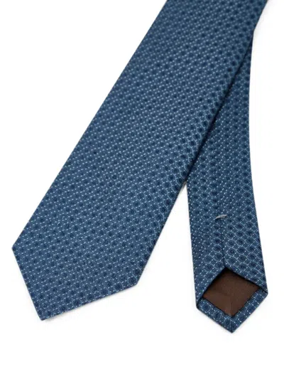 Canali Geometric-pattern Silk-blend Tie In Yellow