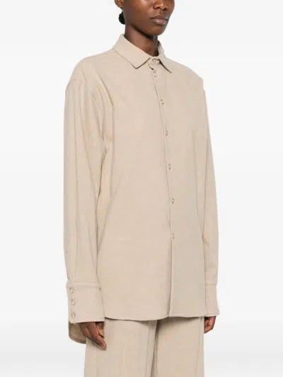 Le Sully Studio Buttoned-cuff Oversized Shirt In Neutral