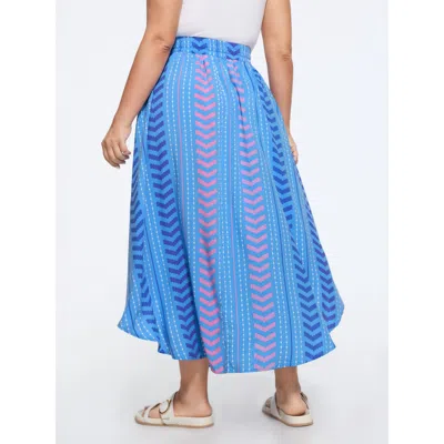 Bloomchic Geometric Striped Print Drawstring Maxi Skirt In Multi