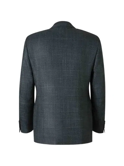 Canali Checked Single-breasted Jacket In Gray