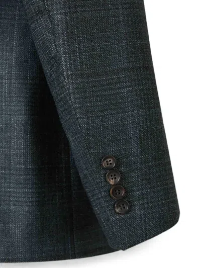 Canali Checked Single-breasted Jacket In Gray