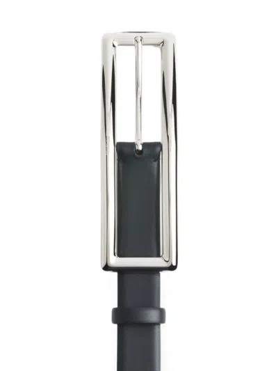 Mugler Silver Rectangle Buckle Belt In White