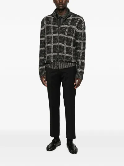 Canali Check-pattern Zip-up Cardigan In Multi