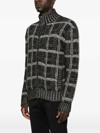 Canali Check-pattern Zip-up Cardigan In Multi