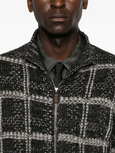 Canali Check-pattern Zip-up Cardigan In Multi
