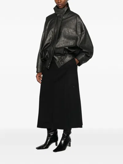 System Panelled High-neck Biker Jacket In Gray