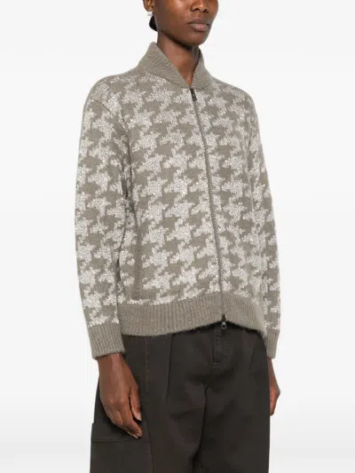 Panicale Houndstooth-pattern Sequin-embellished Cardigan In Multi